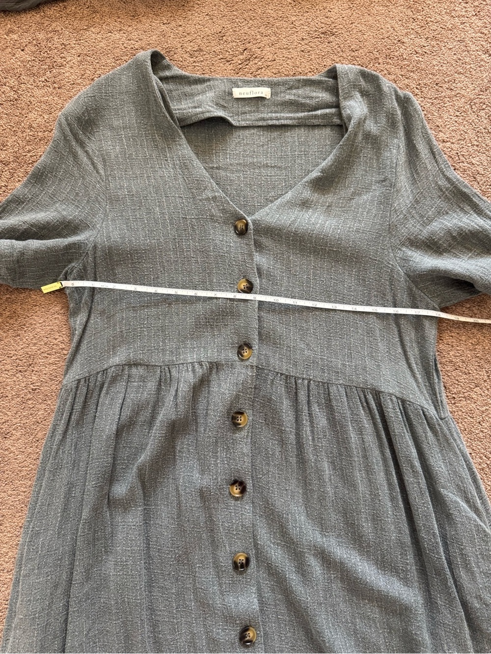 Neuflora Button-Front Midi Dress in Gray - Picture 5 of 7